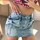 OF - Gonna shorts Mia fiocchi denim blu
