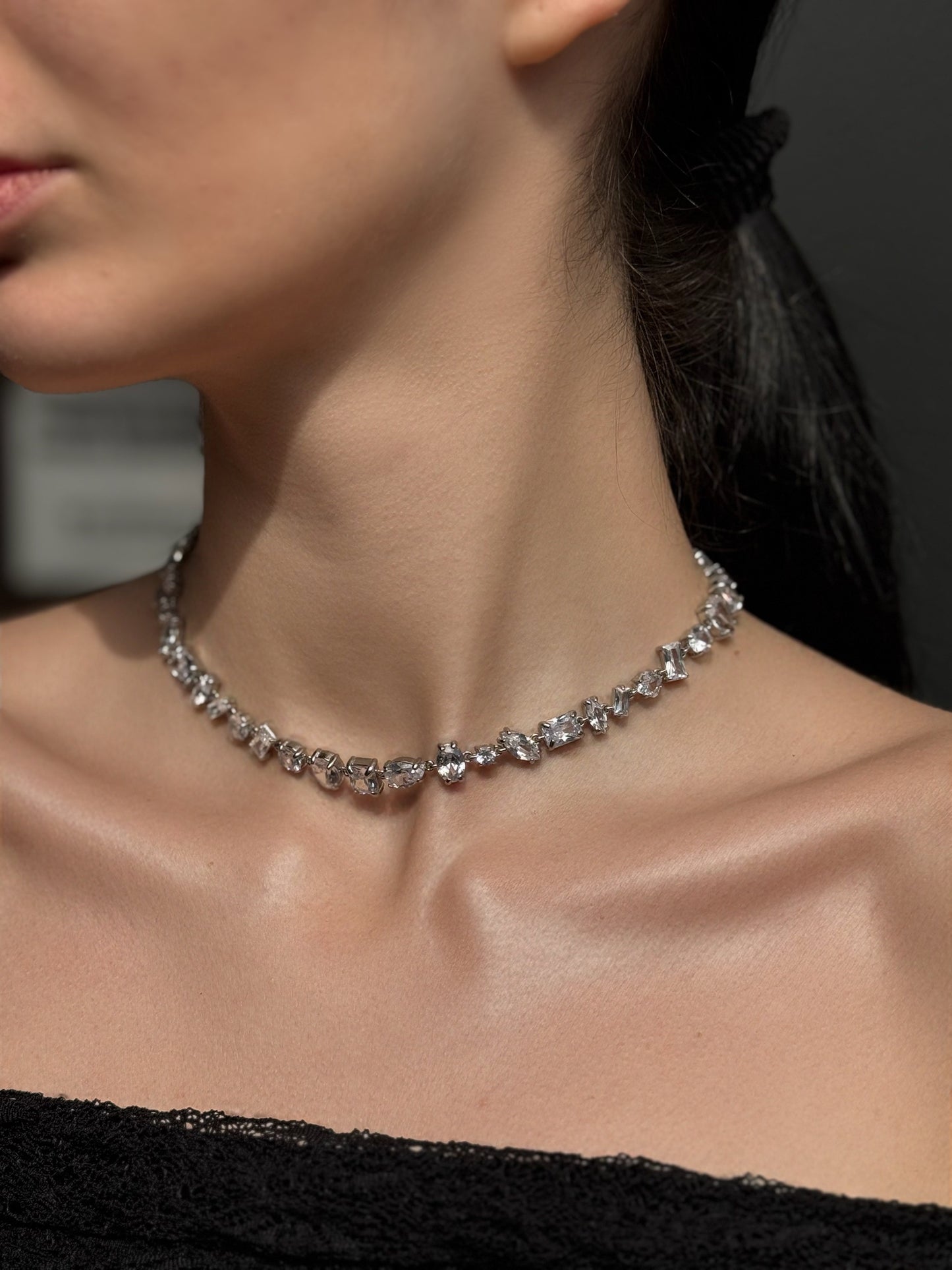 OF - Collana Dix con pietre argento