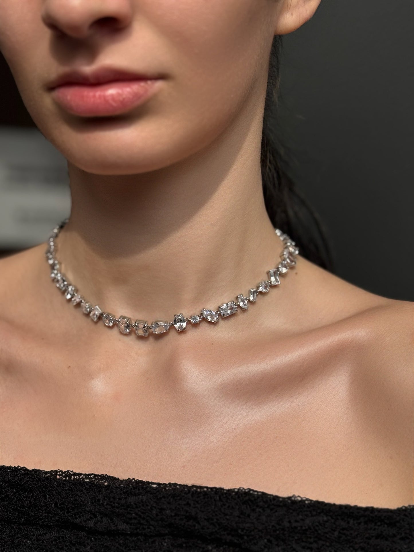 LM - Collana Dix con pietre argento