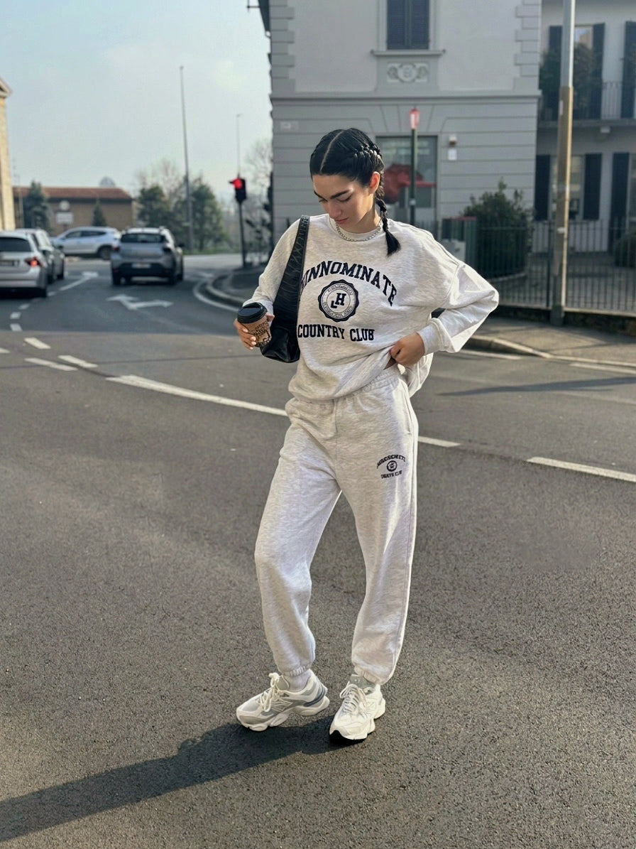 LM - Hinnominate Pantalone in felpa over grigio melange