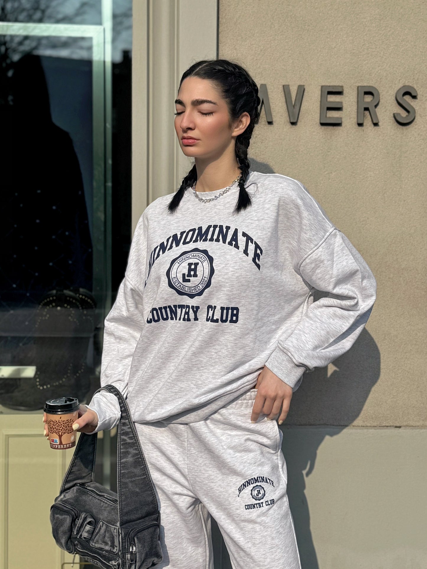 LM - Hinnominate Felpa paricollo over grigio melange