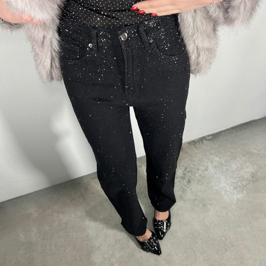 LM - Jeans Seo nero con strass