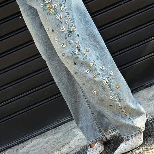 LM - Jeans Flores de Madrid con pietre