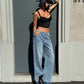 LM - Jeans Starlight azzurro con inserto strass