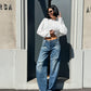 OF - Jeans Flinn denim blue baloon con strappi