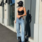 OF - Jeans Starlight azzurro con inserto strass