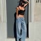 OF - Jeans Starlight azzurro con inserto strass
