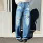 OF - Jeans Flinn denim blue baloon con strappi