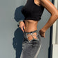 OF - Jeans Starlight grigio vintage con inserto strass