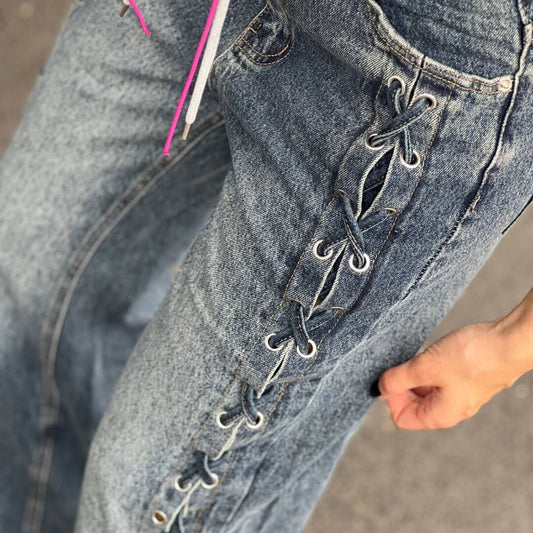 OF - Jeans Trelle blue intreccio lacci