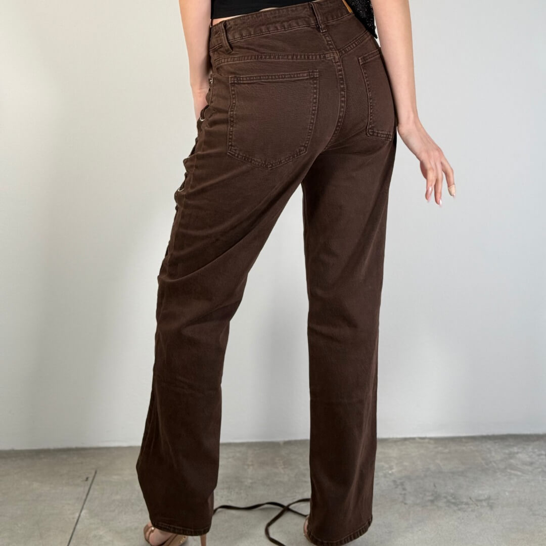 OF - Jeans Trelle intreccio marrone