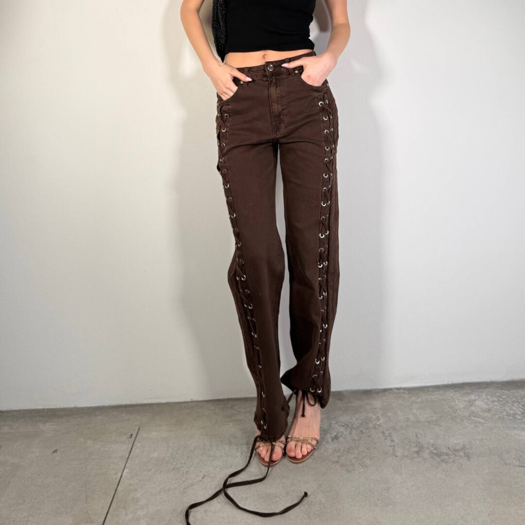 OF - Jeans Trelle intreccio marrone