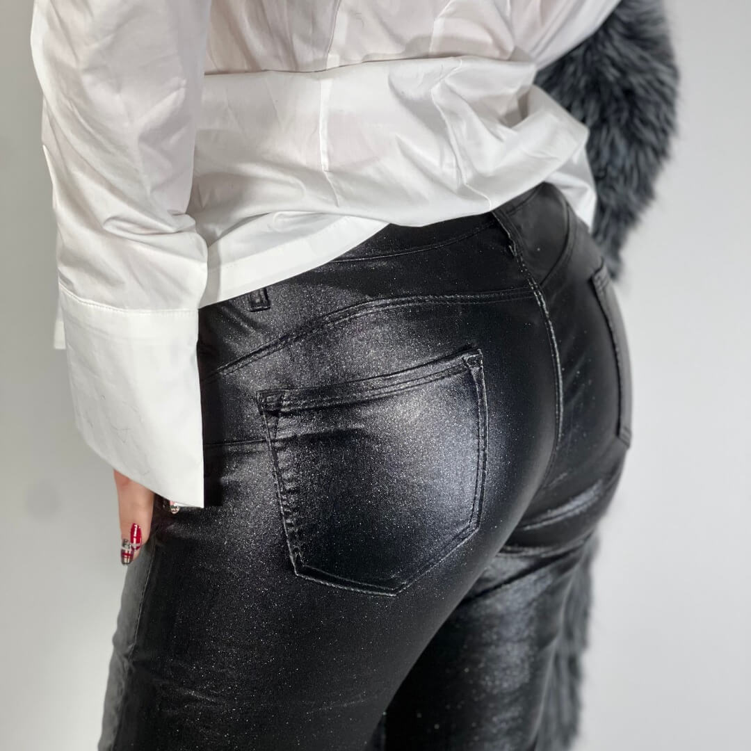 OF - Jeans Zoe nero glitter skinny