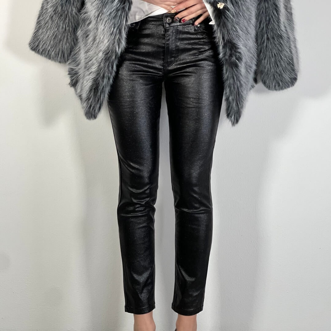 OF - Jeans Zoe nero glitter skinny