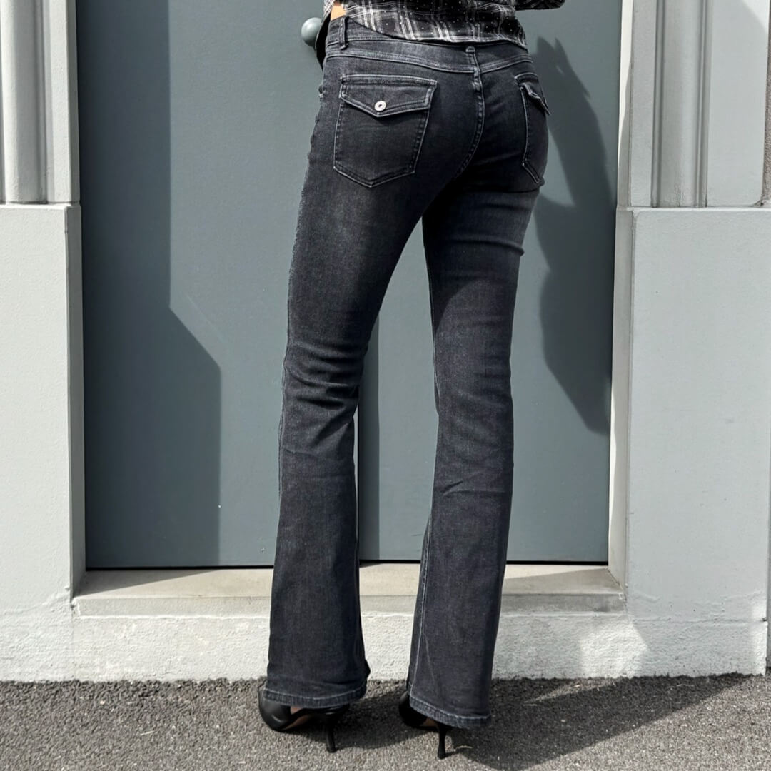 OF - Jeans Theo nero a zampa