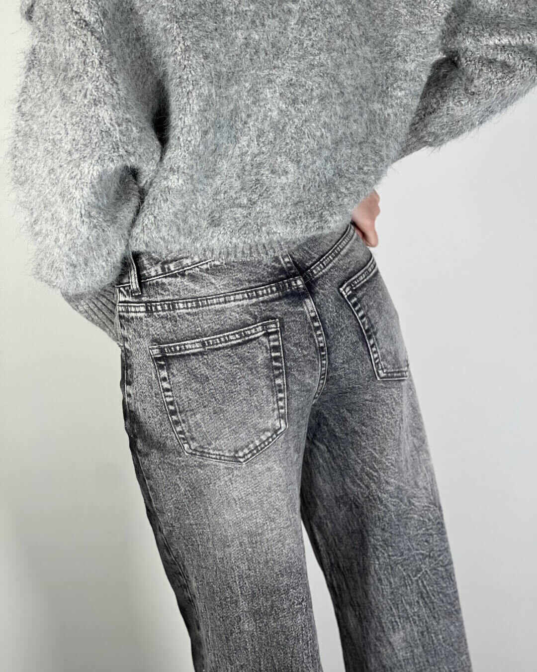 OF - Jeans Marlon grigio vintage con strass