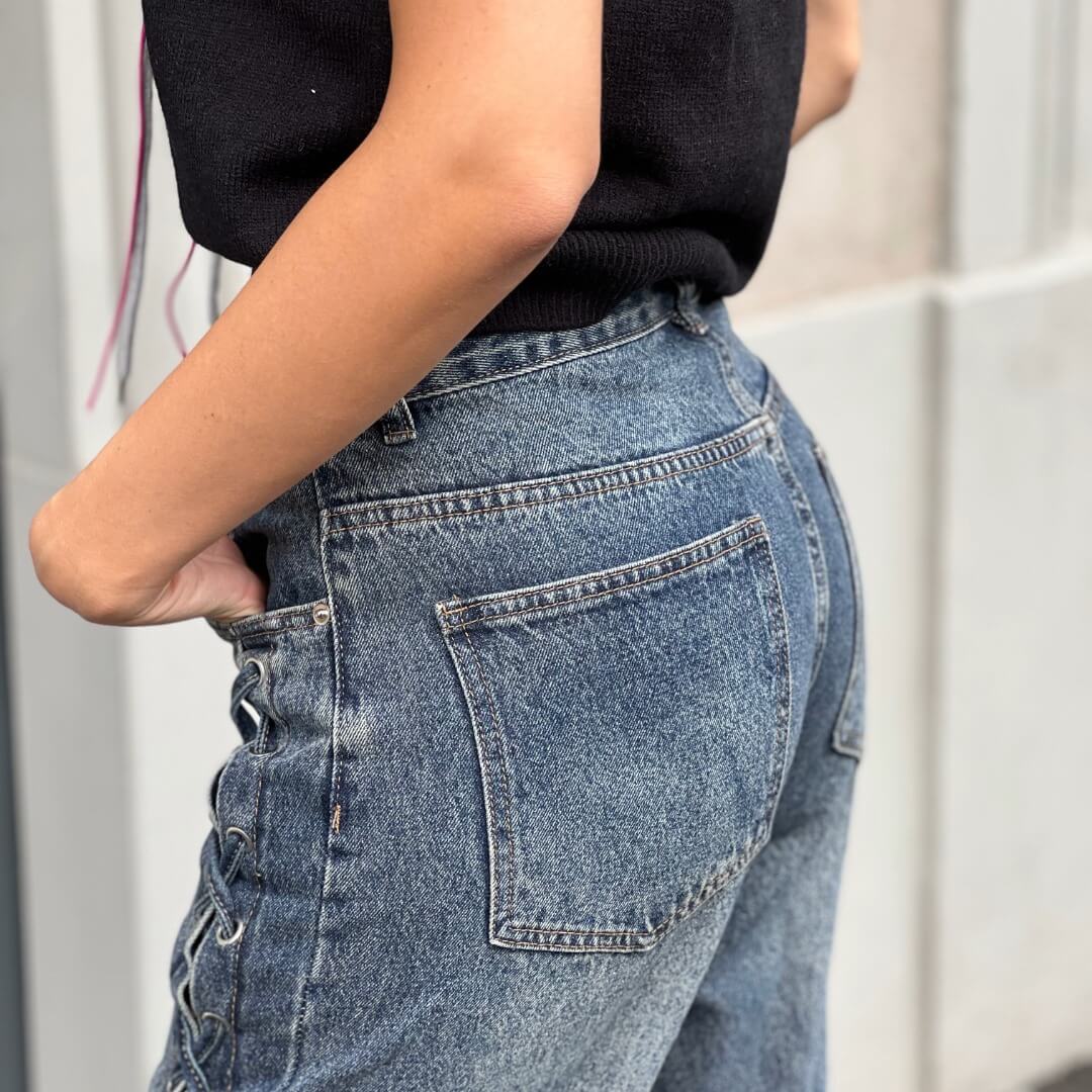 OF - Jeans Trelle blue intreccio lacci