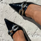OF - Jeffrey Campbell Slingit-b black patent gold