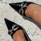 OF - Jeffrey Campbell Slingit-b black patent gold