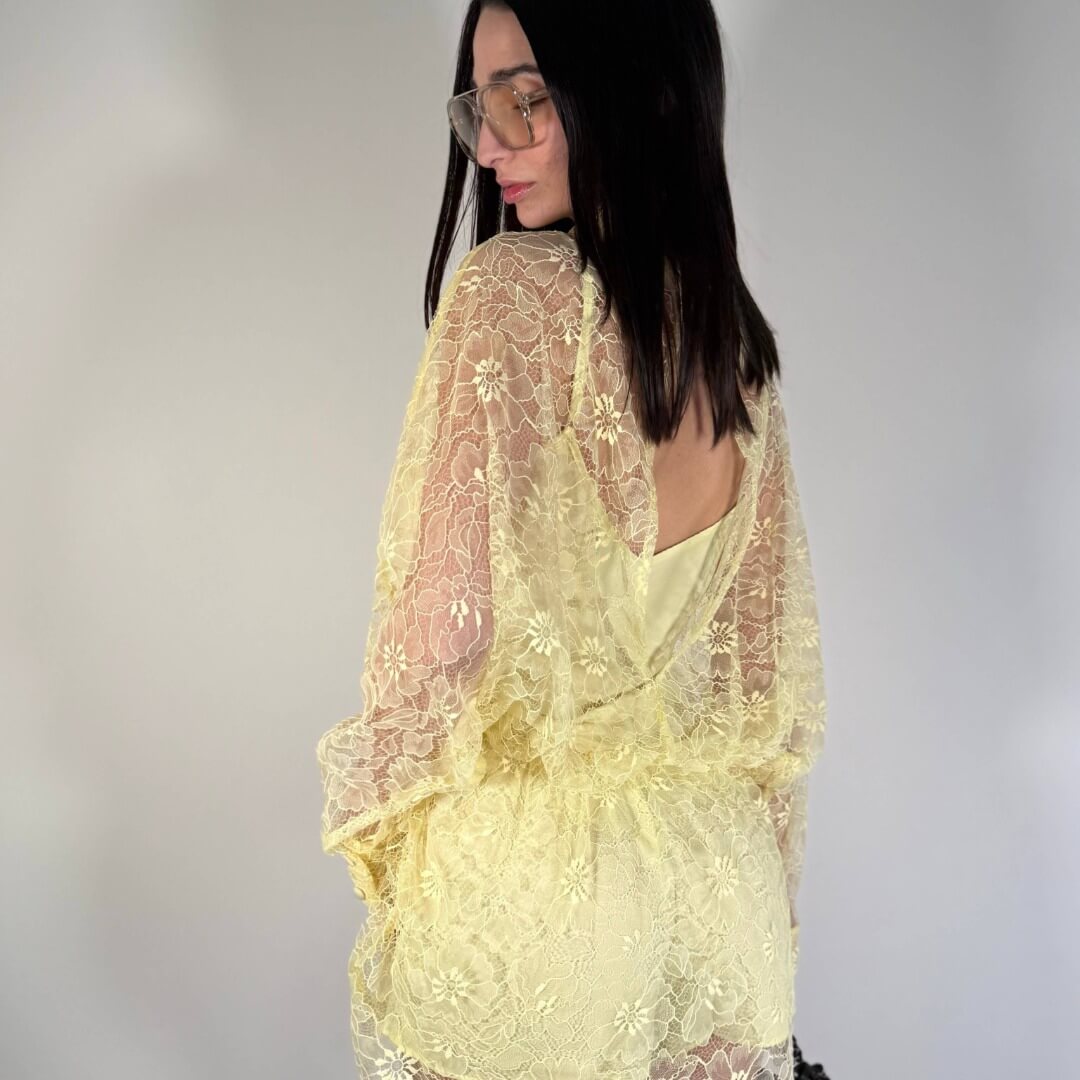 OF - LUMINA Abito Florel pizzo limone