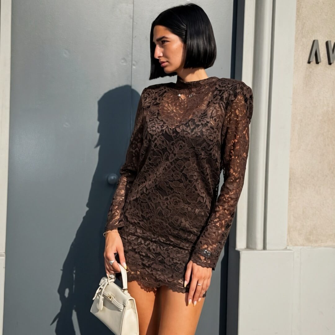 LM - LUMINA Abito Katia pizzo marrone