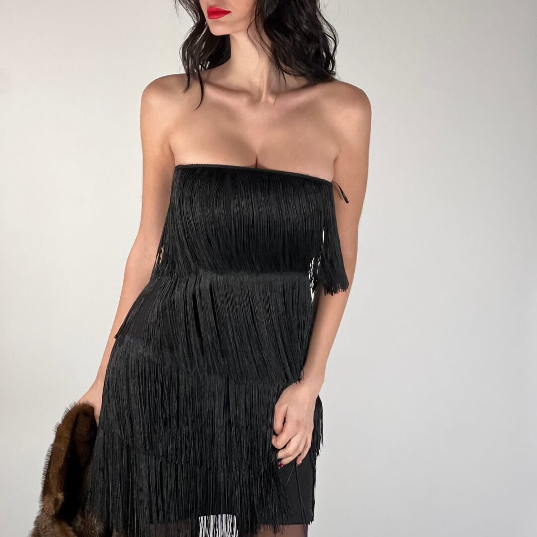 LM - LUMINA Abito Sarah frange nero