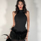 OF - LUMINA Abito Chloe piume tulle nero