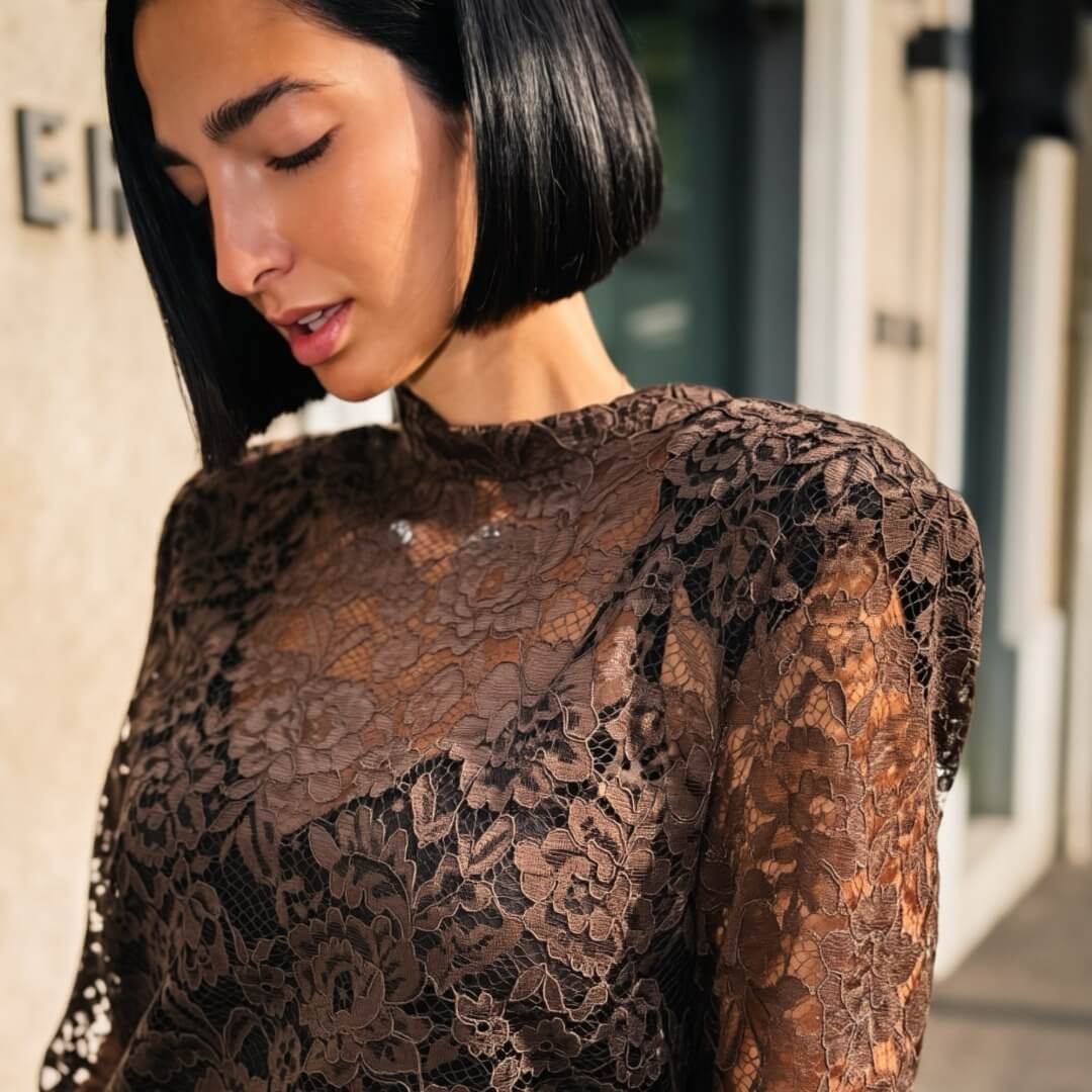 OF - LUMINA Abito Katia pizzo marrone