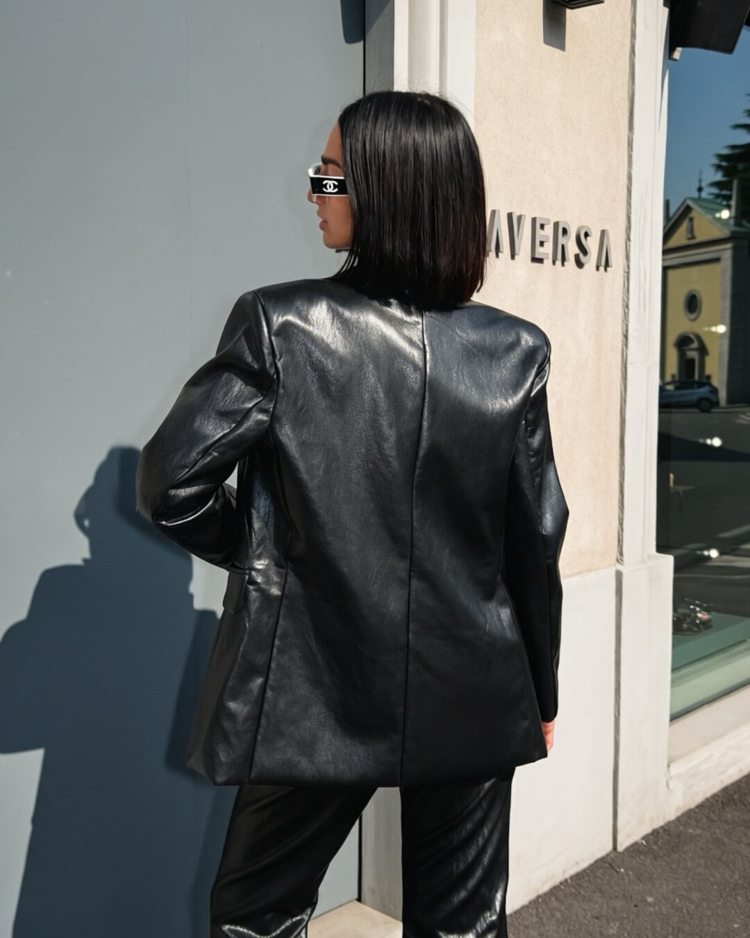 OF - LUMINA Blazer Reya ecopelle nero