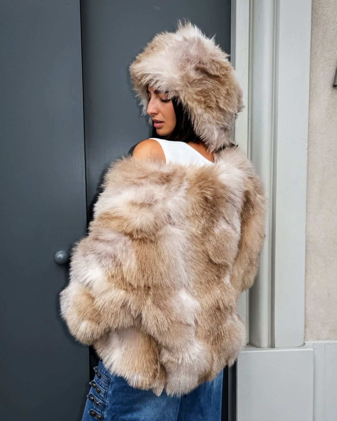 OF - LUMINA Ecopelliccia Furry beige