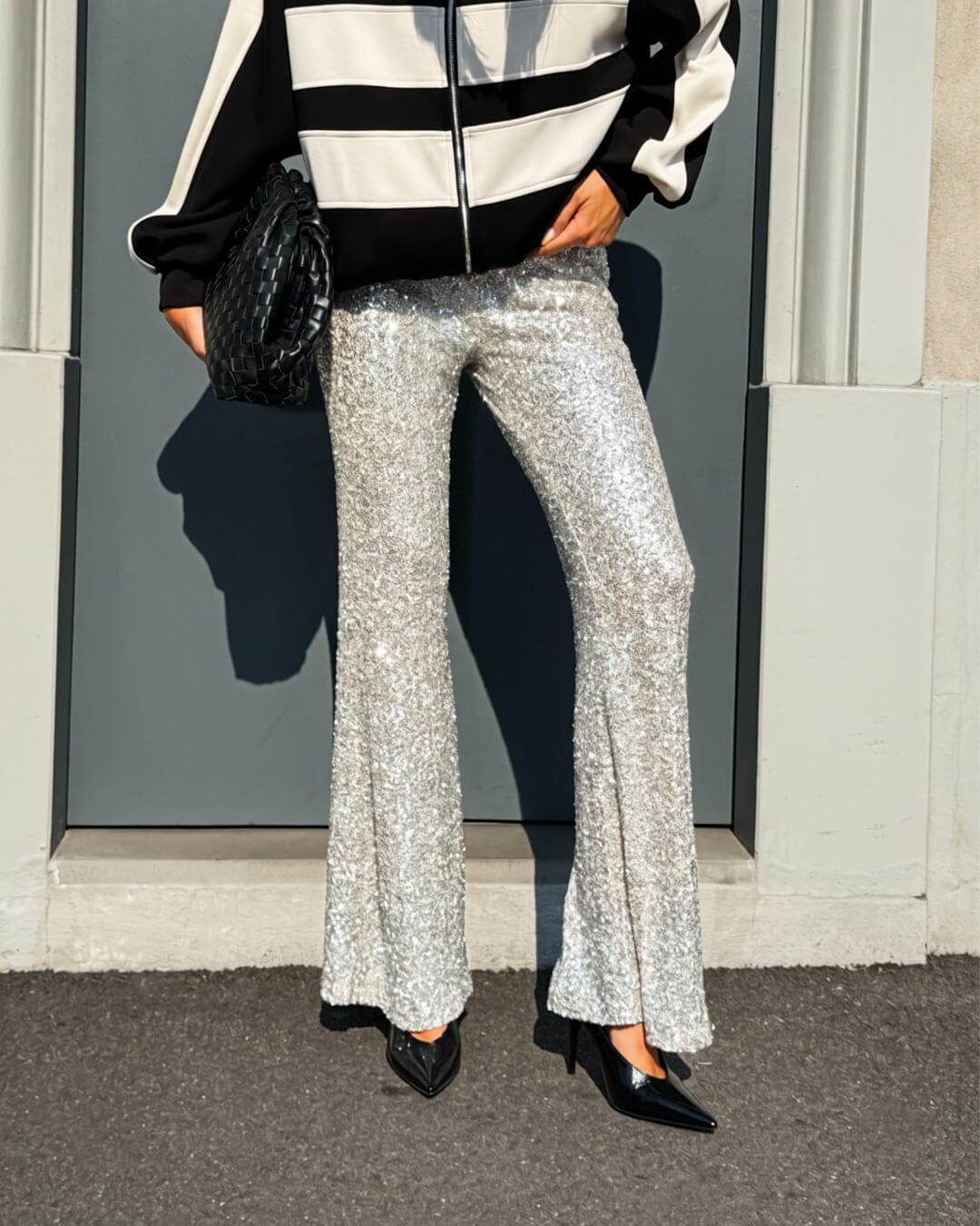 OF - LUMINA Pantalone Tanisha champagne strass