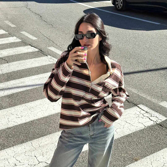 LM - LUMINA Polo Timber righe marrone mix