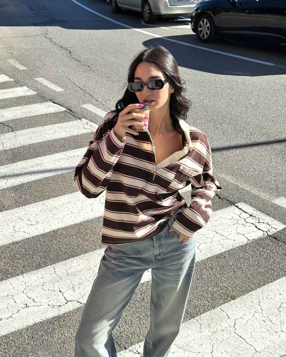 OF - LUMINA Polo Timber righe marrone mix