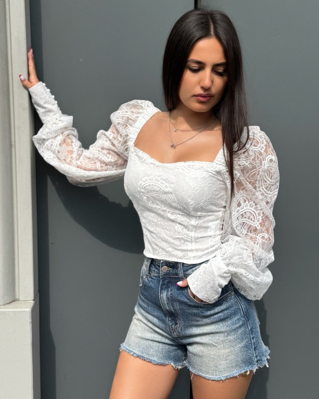 OF - LUMINA Top Esme bianco pizzo