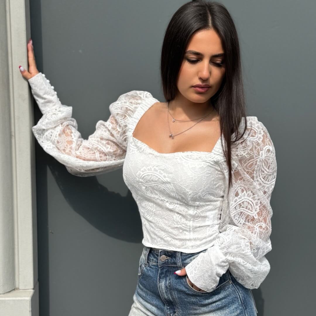 LM - LUMINA Top Esme bianco pizzo