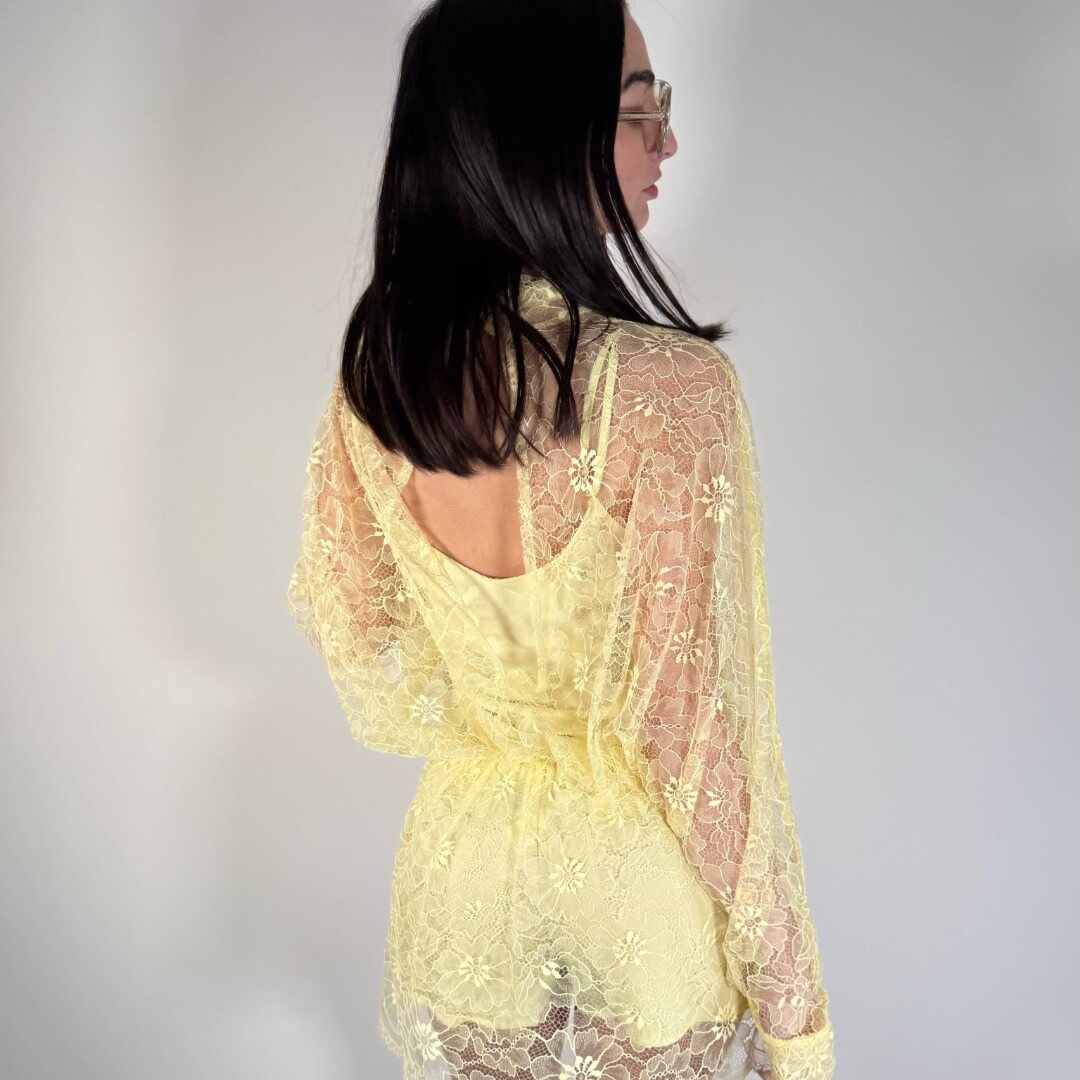 OF - LUMINA Abito Florel pizzo limone