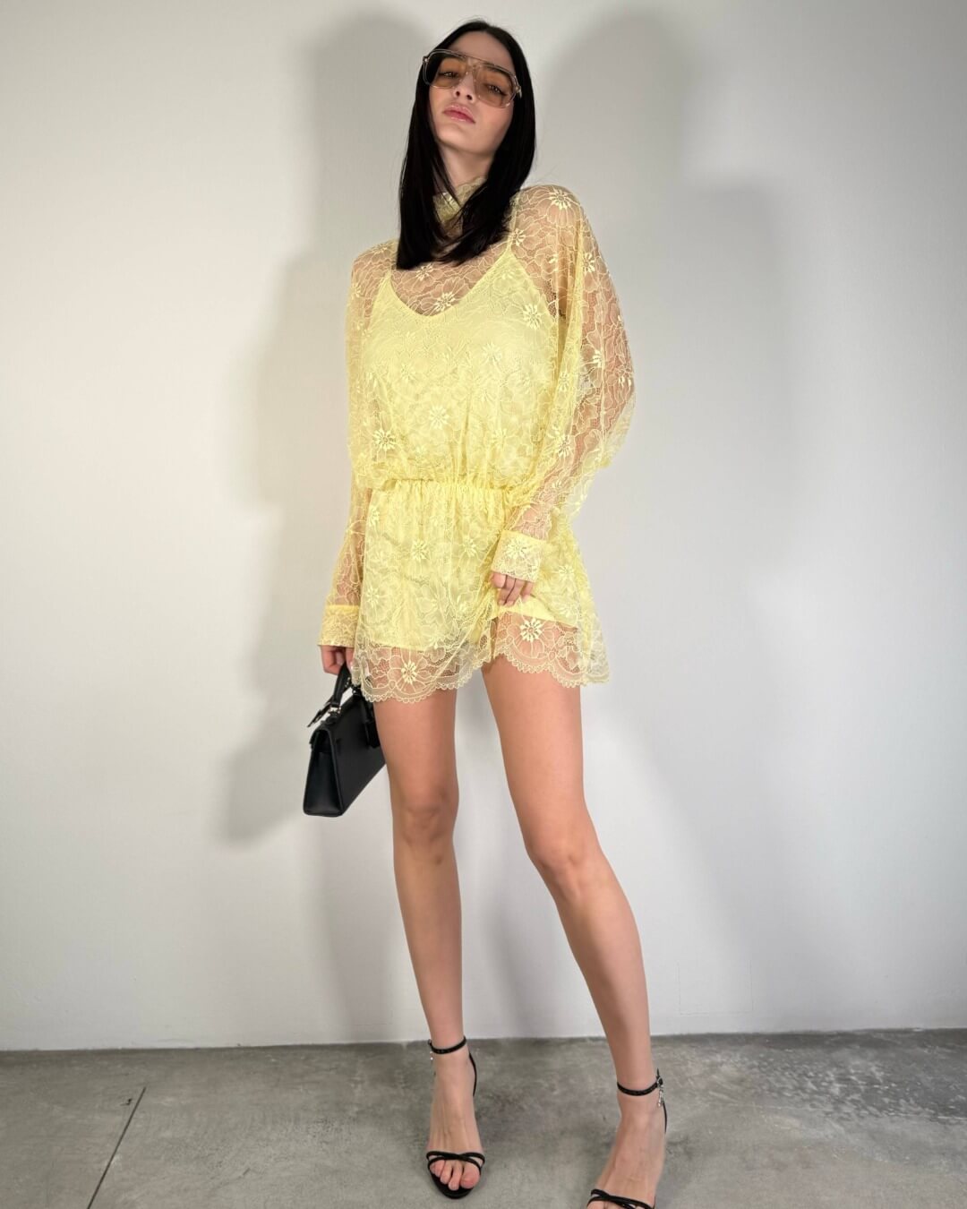 OF - LUMINA Abito Florel pizzo limone