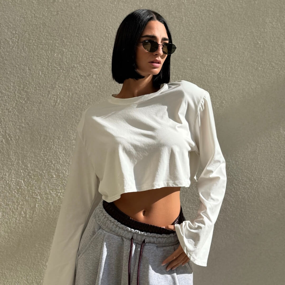 LM - Longsleeve Amy bianca con spallotte