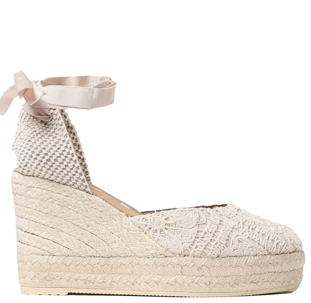 LM - Manebì wedge espadrilles natural cotton crochet