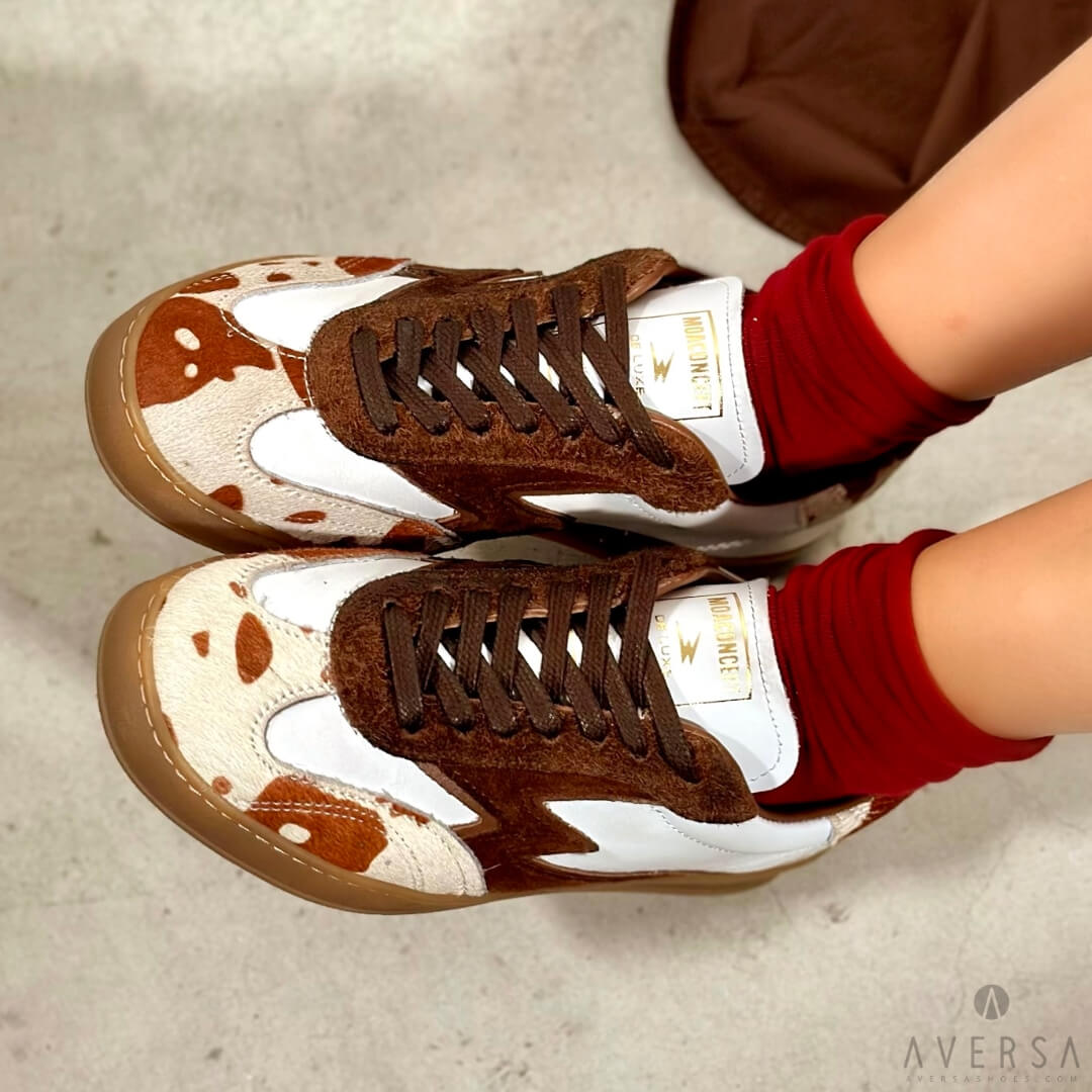 OF - Moaconcept Sneaker cowprint ponyhair brown logo