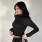 LM - Maglia Soft ultralight collo alto nero con lurex