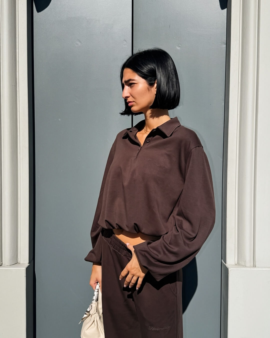 OF - Hinnominate Maglia a polo in viscosa marrone