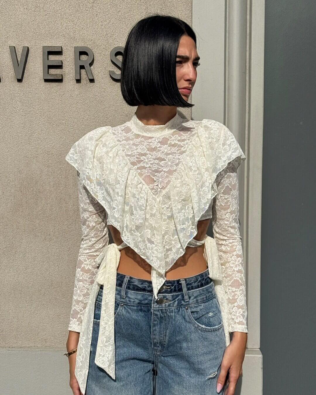 OF - Maglia Clelia pizzo avorio