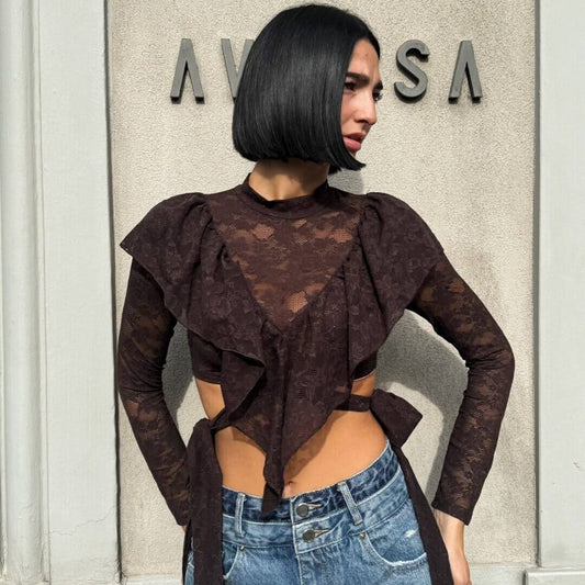 LM - Maglia Clelia pizzo marrone