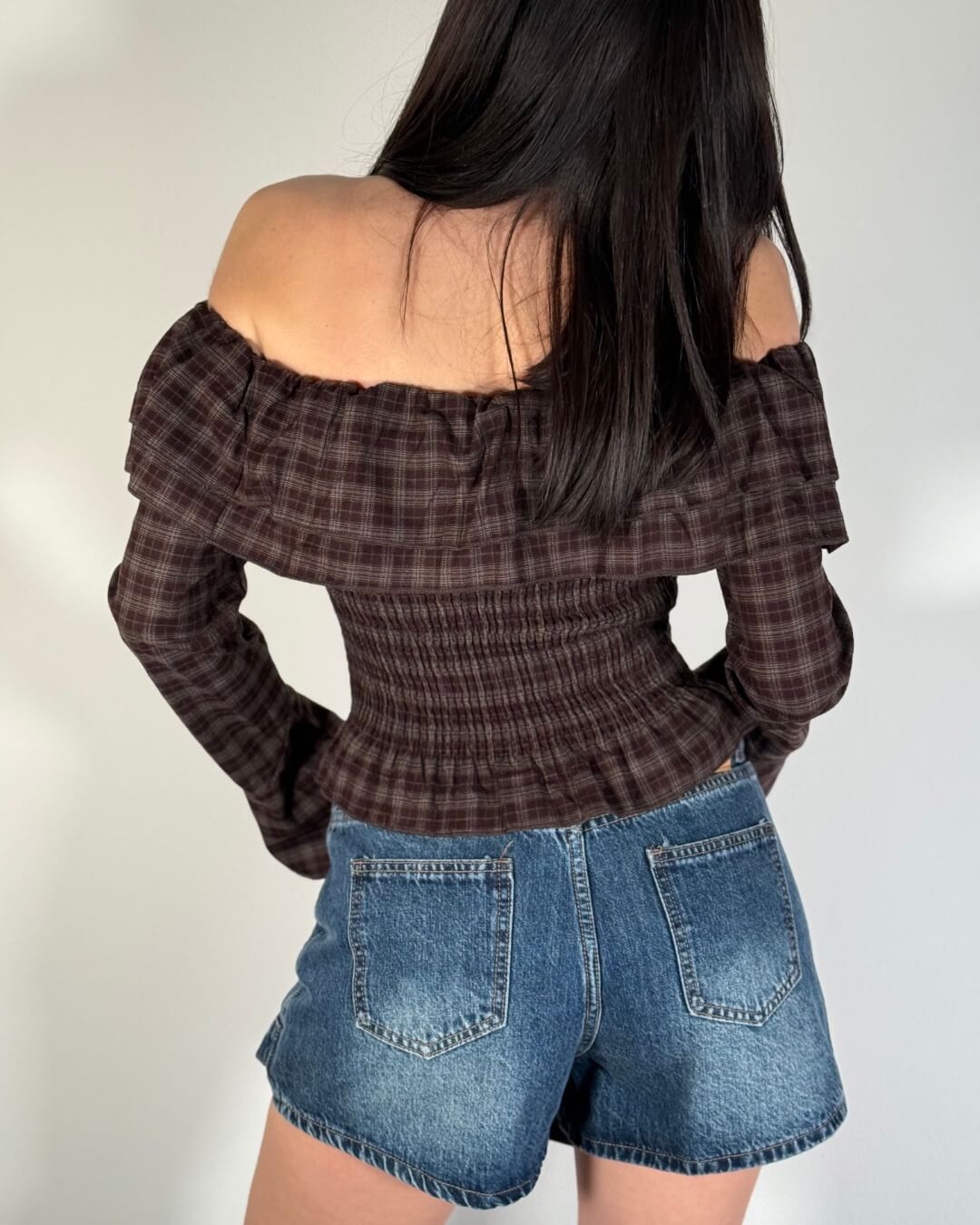 OF - Maglia Yvette tartan rouches