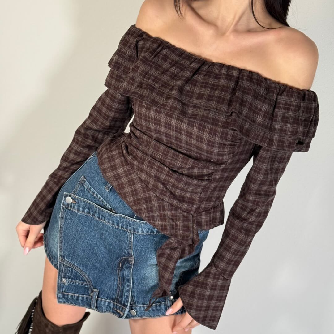 LM - Maglia Yvette tartan rouches