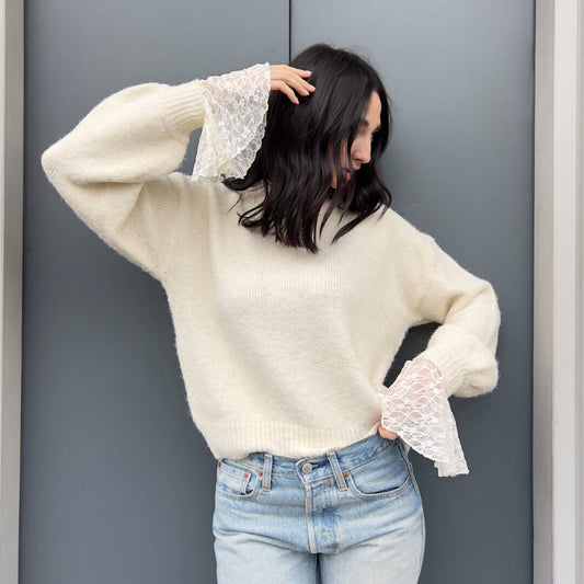 OF - Maglion Creamy con inserti pizzo