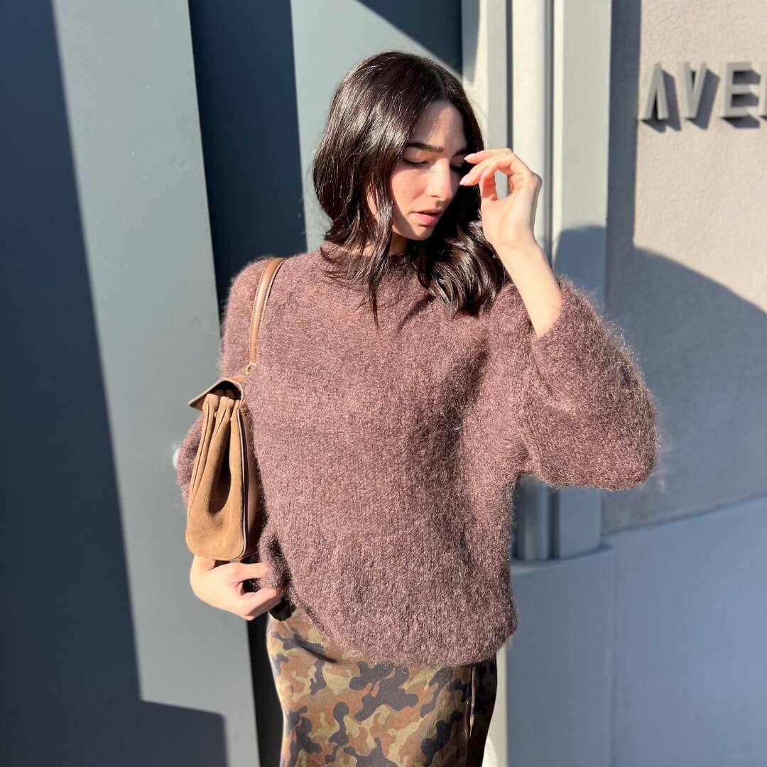 OF - Maglione Asy mohair girocollo marrone