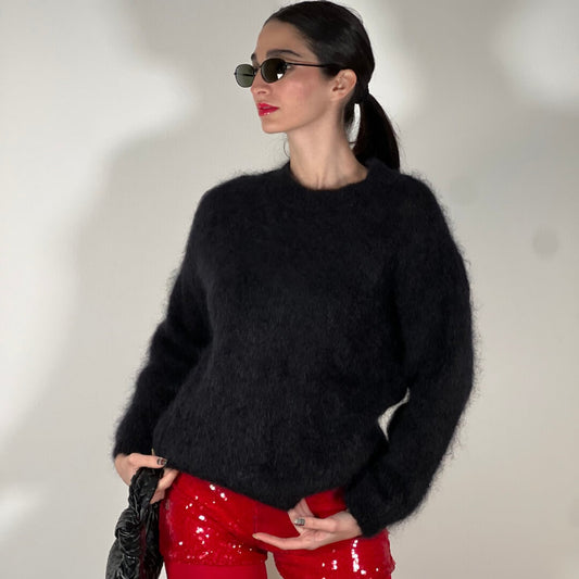 LM - Maglione Perla mohair nero