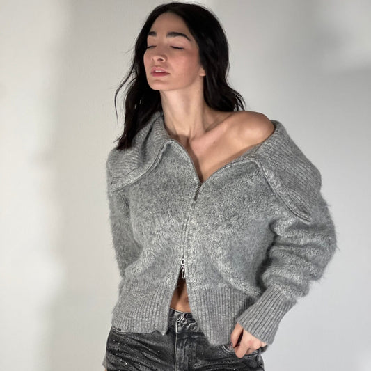 LM - Maglione Zip grigio